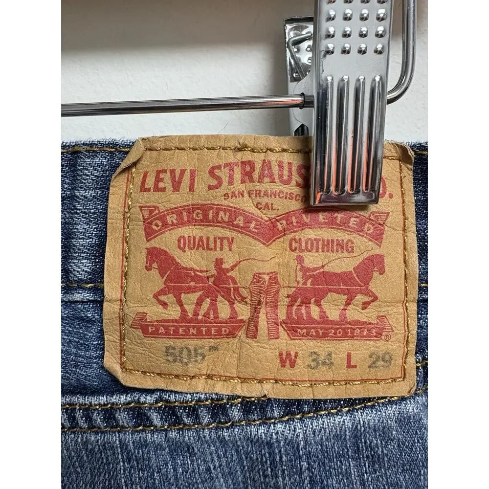 Levi’s‎ 505 Men’s Jeans Blue Denim Straight Leg Size 34x29 Classic Regular Fit